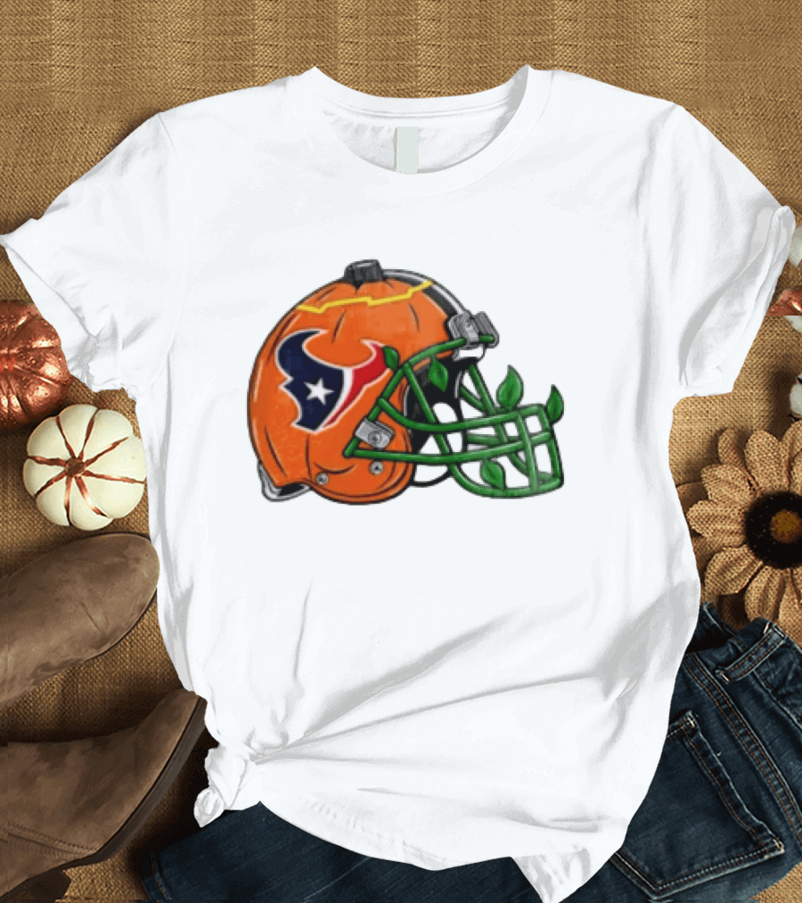 Houston Texans Pumpkin Helmet Halloween Football Fan T-Shirt