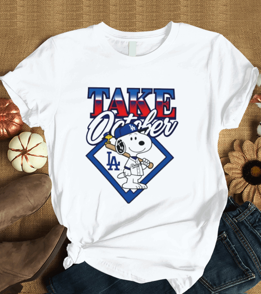 Los Angeles Dodgers Take October Snoopy Baseball Collaboration T-Shirt