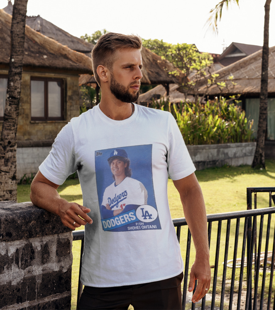Shohei Ohtani Dodgers P/DH 80s Topps Los Angeles Baseball Card T-Shirt