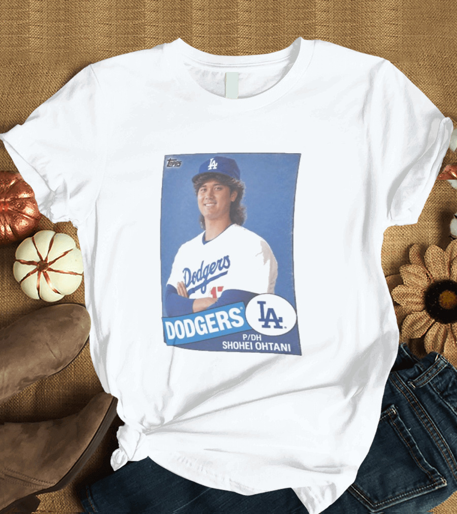 Shohei Ohtani Dodgers P/DH 80s Topps Los Angeles Baseball Card T-Shirt