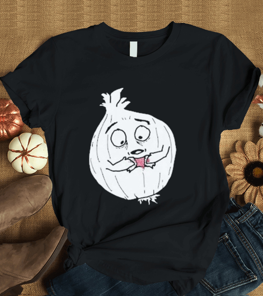 Garlic Shrinkage Funny Cartoon Onion T-Shirt