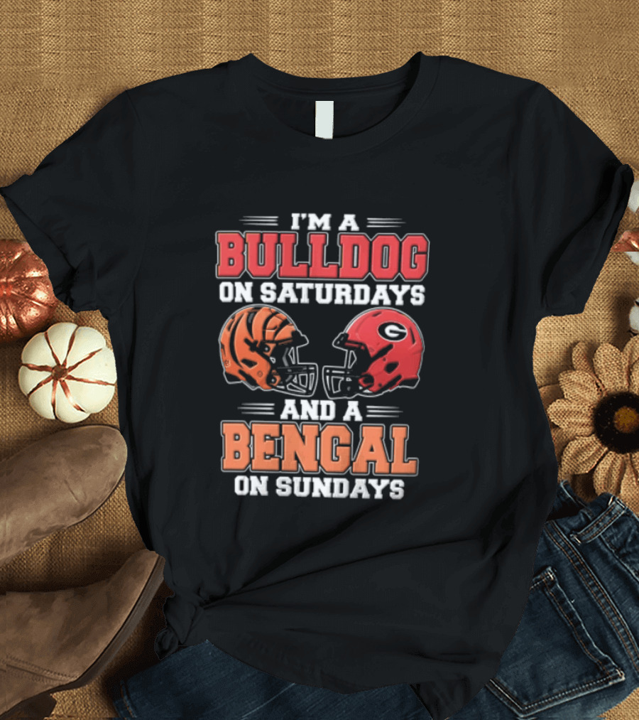 I'm A Bulldog On Saturdays And A Bengal On Sundays Football Helmets T-Shirt