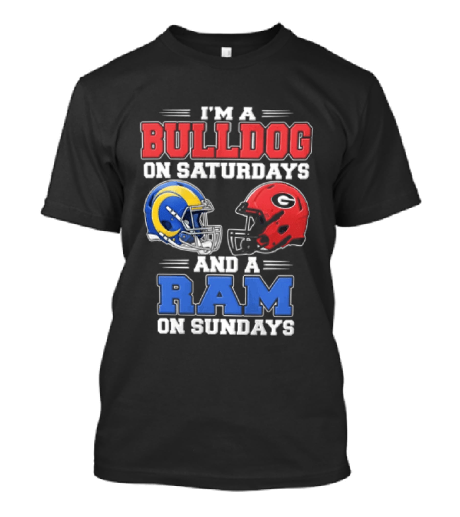 I'm A Bulldog On Saturdays And A Ram On Sundays Football Helmets T-Shirt