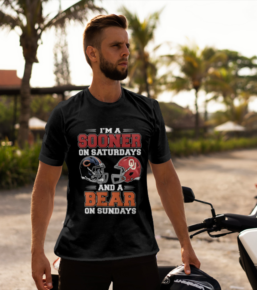I'm A Sooner On Saturdays And A Bear On Sundays Football Helmets T-Shirt