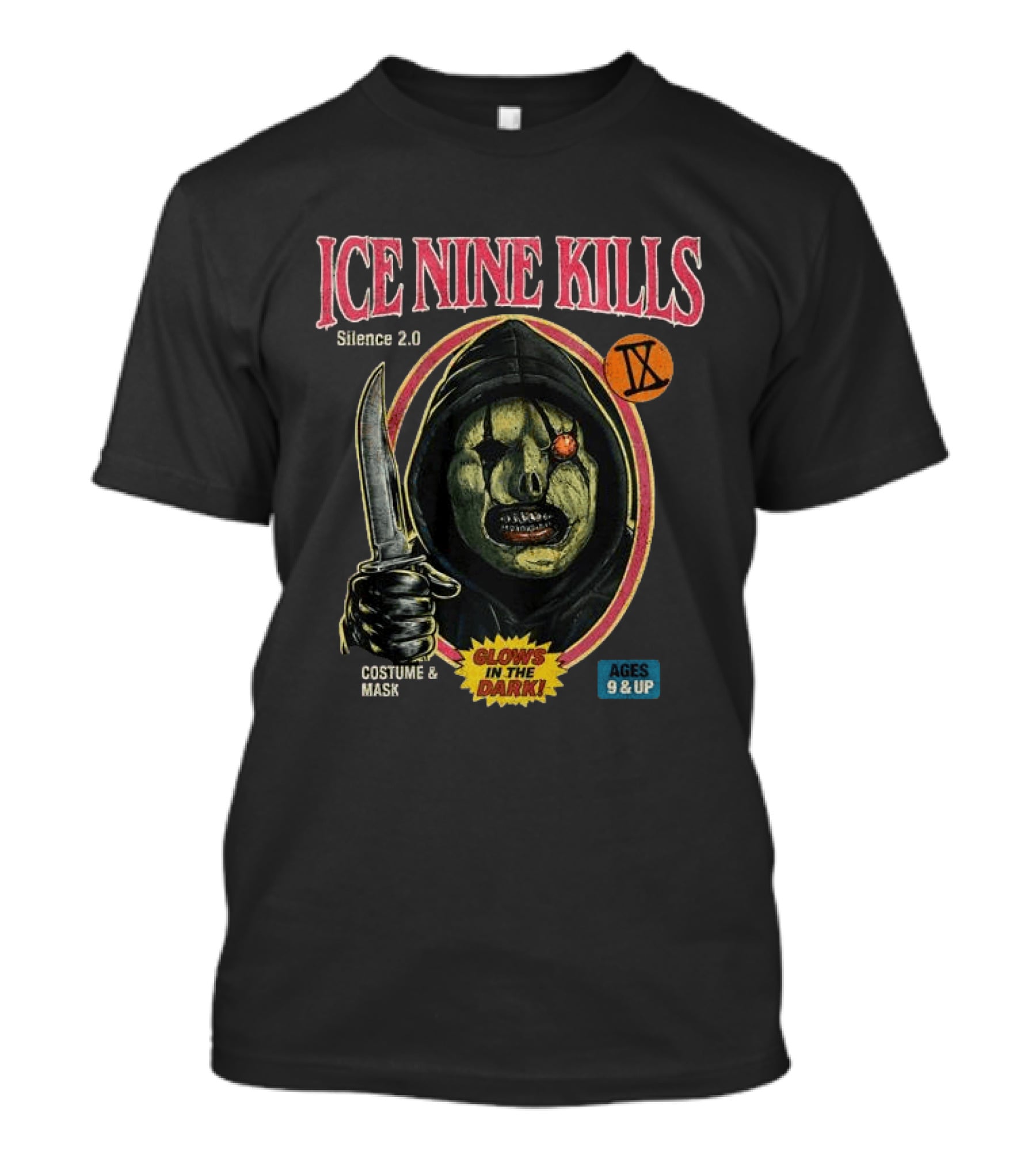 Ice Nine Kills Silence 2.0 Mask Costume Glows In The Dark Ages 9 And Up T-Shirt