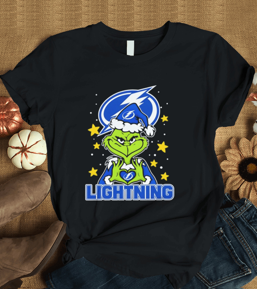 Tampa Bay Lightning Christmas Grinch Holiday Fan T-Shirt