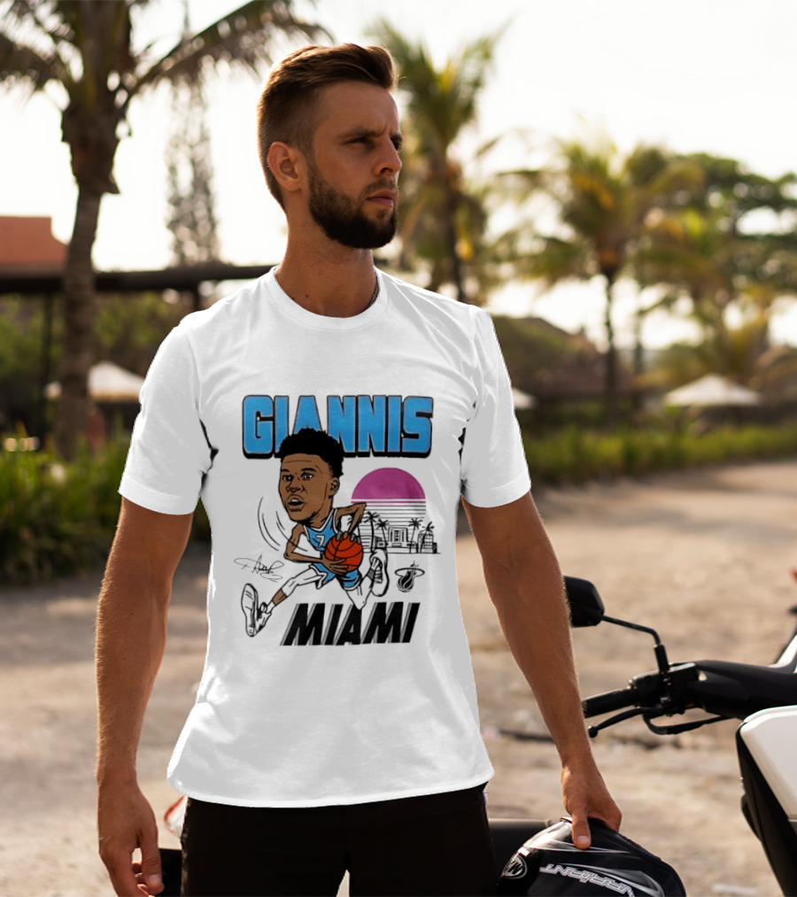 Giannis Antetokounmpo Vice City Miami Heat Caricature T-Shirt