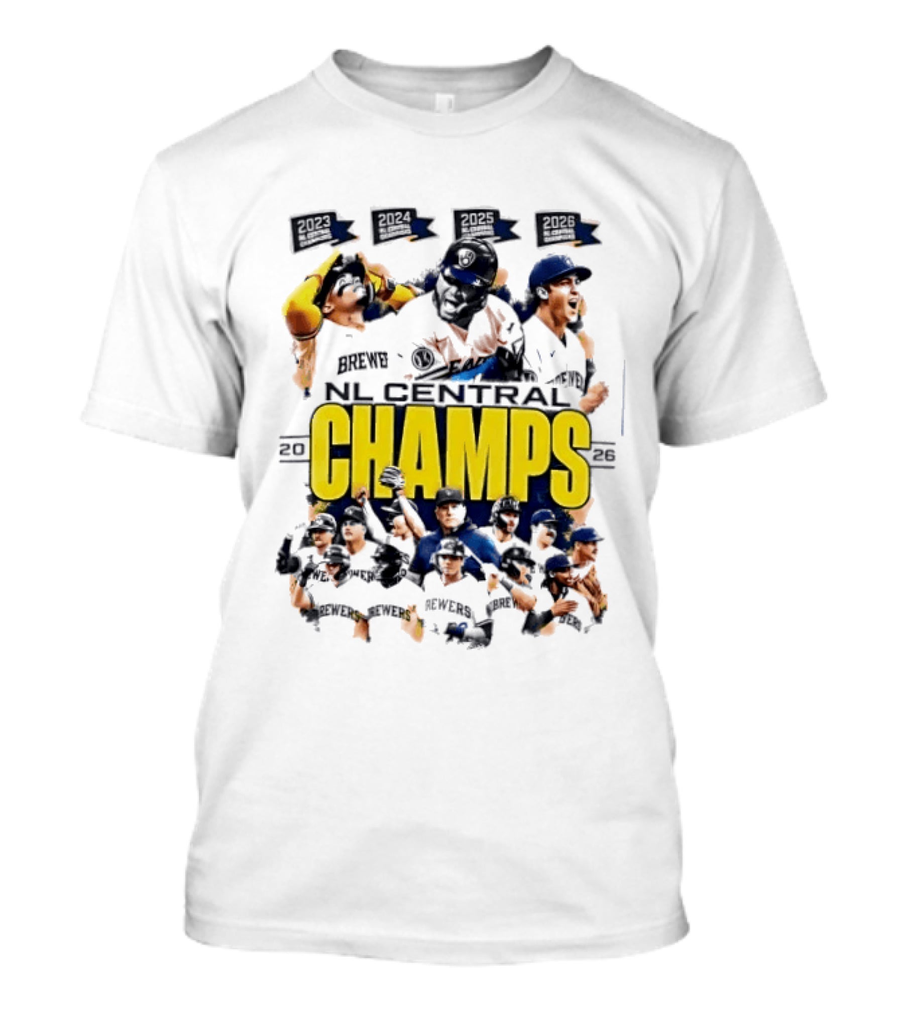 Milwaukee Brewers 2026 NL Central Champs Banner With Team Players T-Shirt