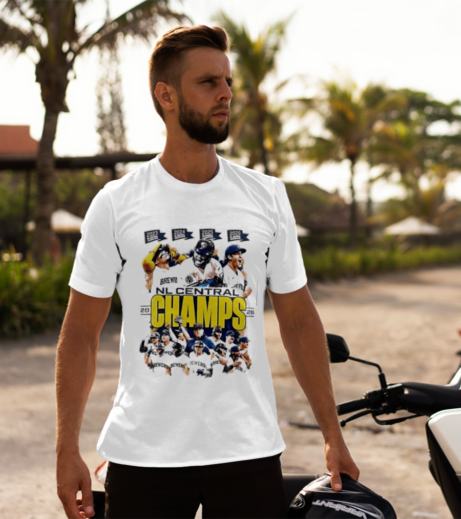 Milwaukee Brewers 2026 NL Central Champs Banner With Team Players T-Shirt
