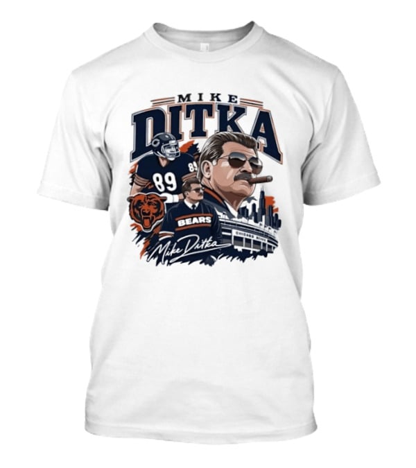 Mike Ditka Chicago Bears Coach Tribute With Skyline And Bear T-Shirt