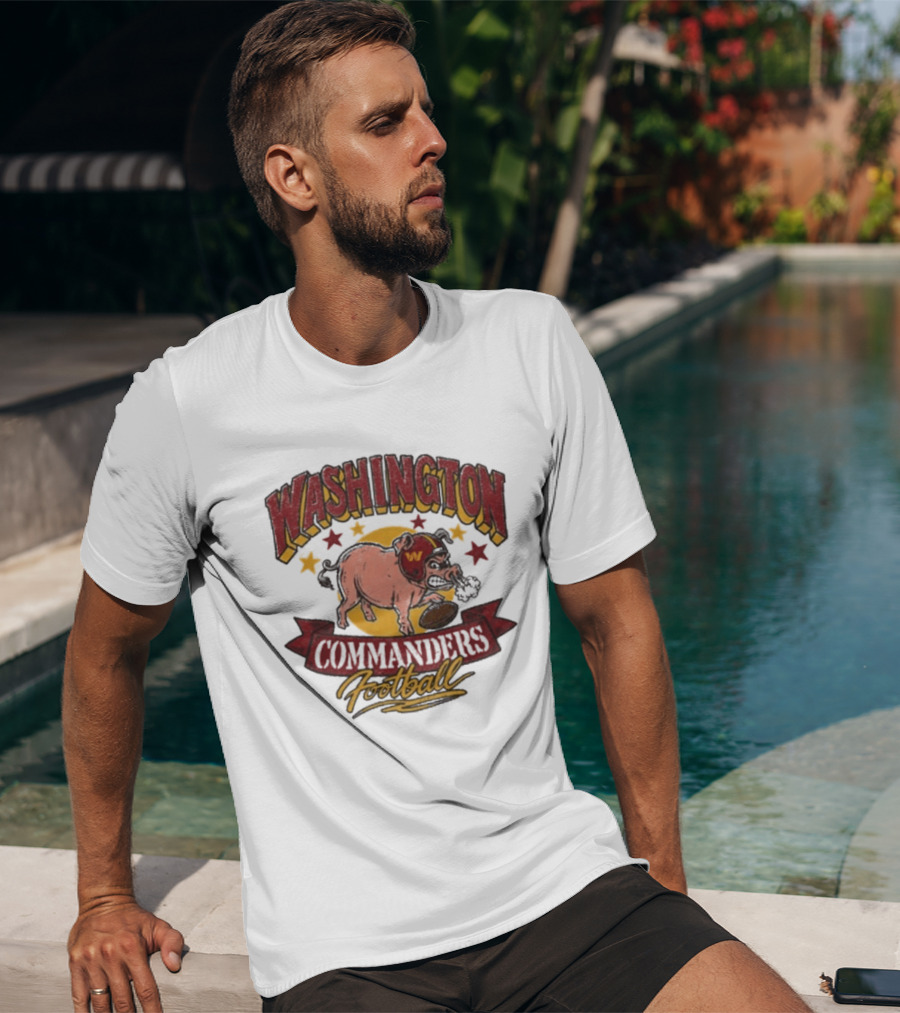 Washington Commanders Football Angry Pig Helmet Stars T-Shirt