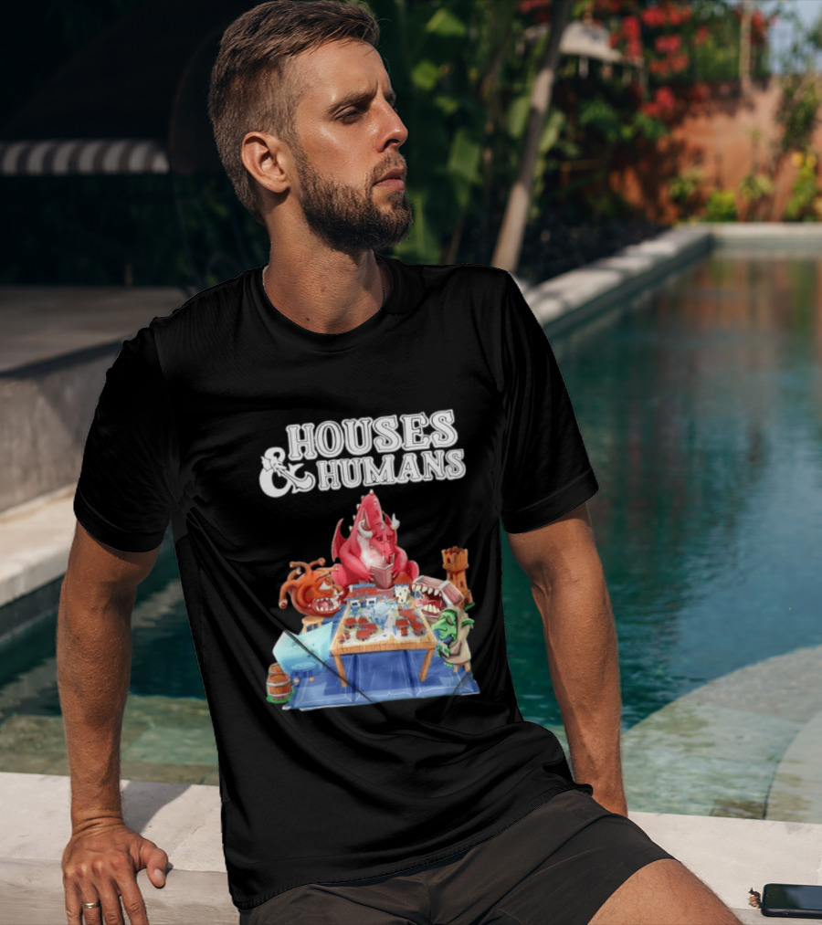 Houses And Humans Halloween Game Monsters Playing Board Game T-Shirt