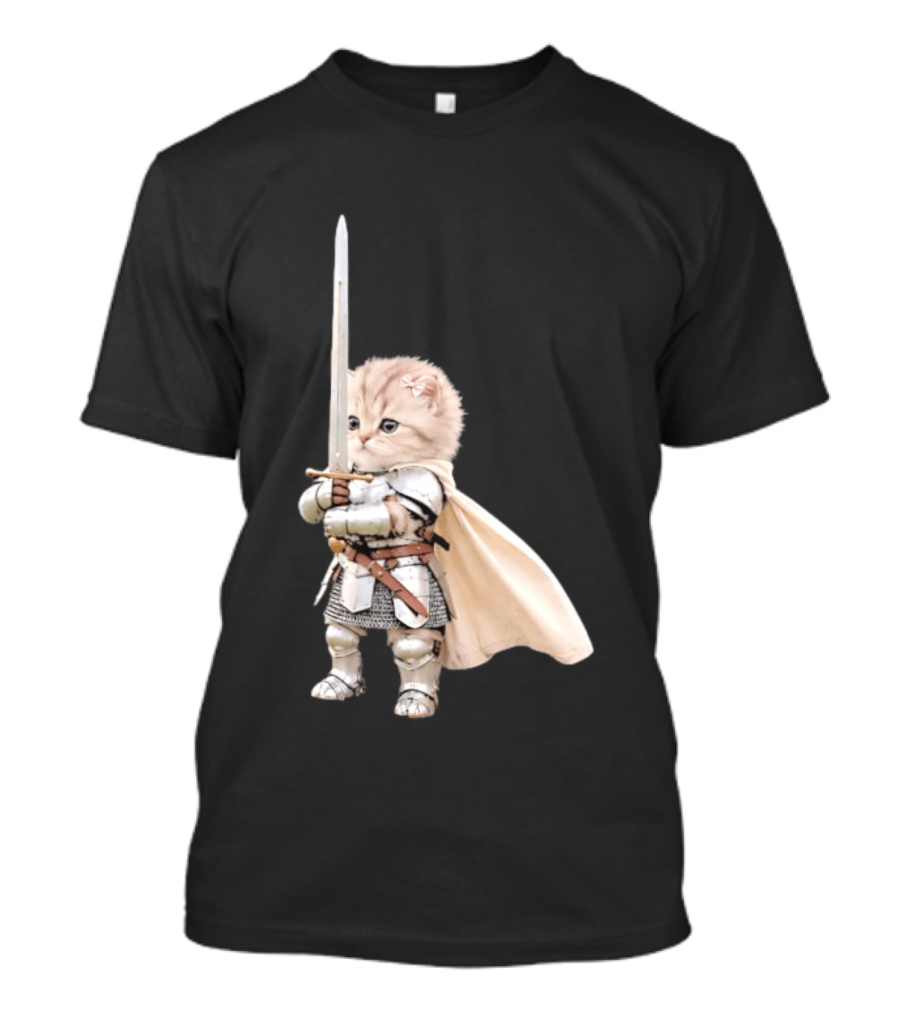 Medieval Cat Knight Meme Cute Kitten In Armor With Sword T-Shirt