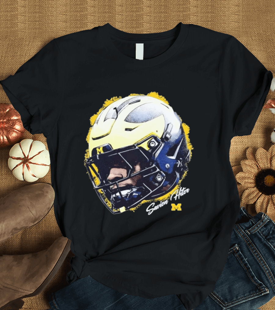 NCAA Football Michigan Wolverines Savion Hiter Game Face Helmet M T-Shirt