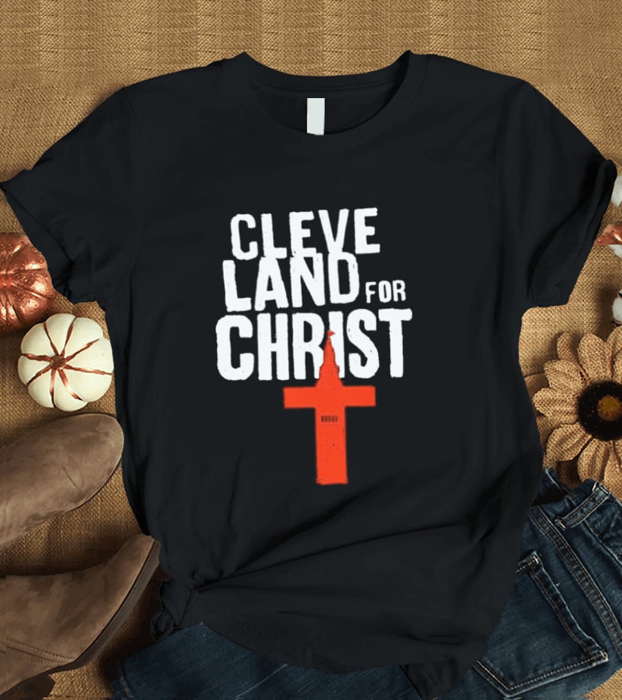 Cleveland For Christ Orange And Brown Terminal Tower Cross T-Shirt
