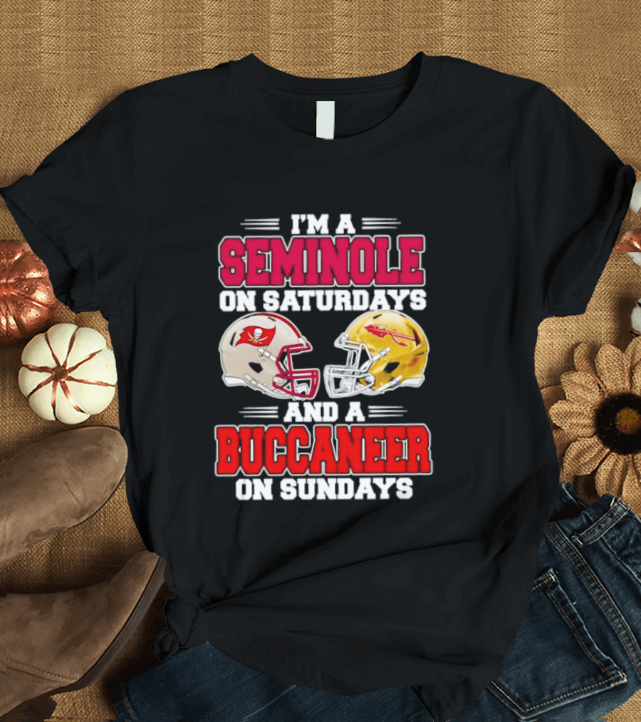 I'm A Seminole On Saturdays Buccaneer On Sundays Football Helmets T-Shirt