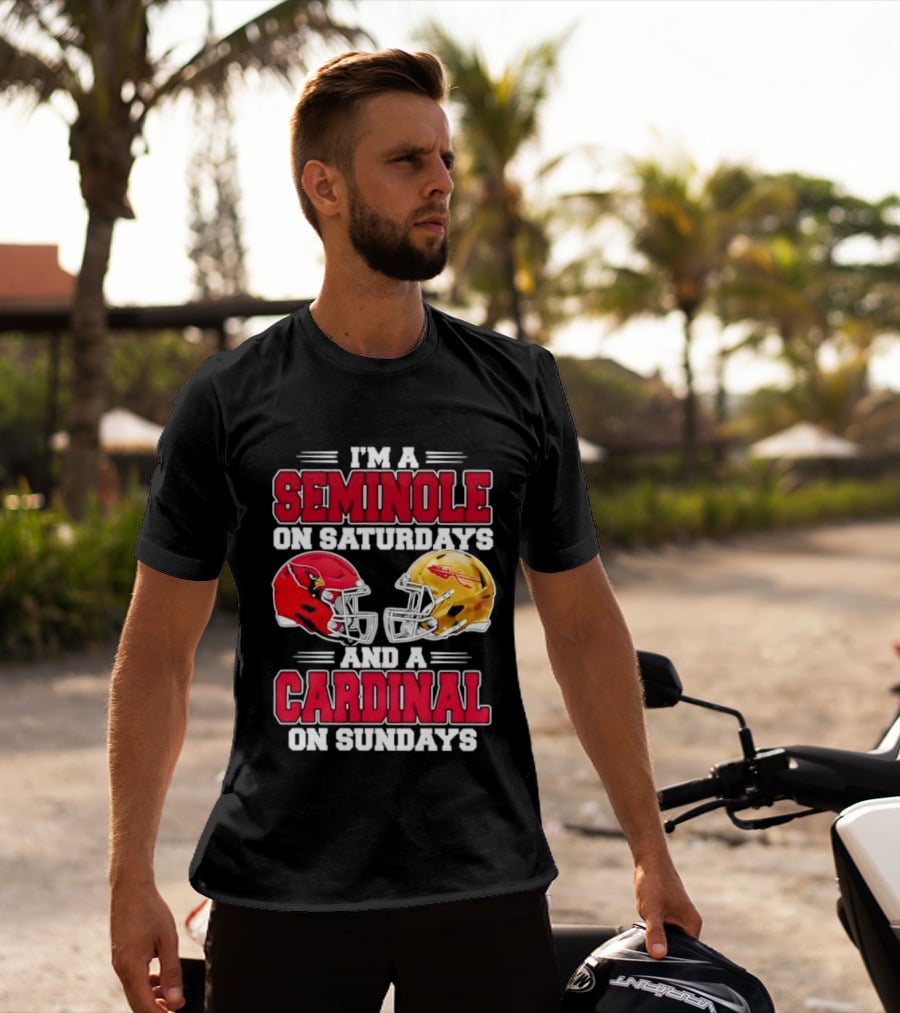 I'm A Seminole On Saturdays And A Cardinal On Sundays Football Helmets T-Shirt