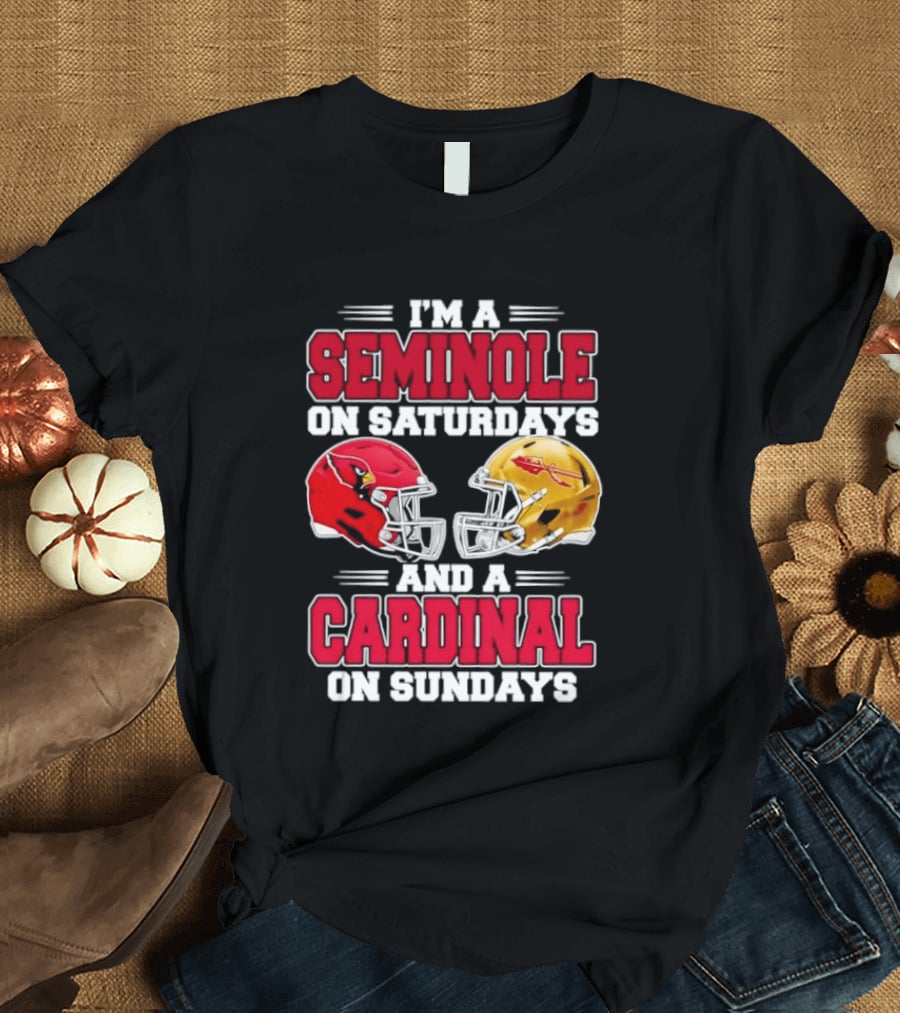 I'm A Seminole On Saturdays And A Cardinal On Sundays Football Helmets T-Shirt