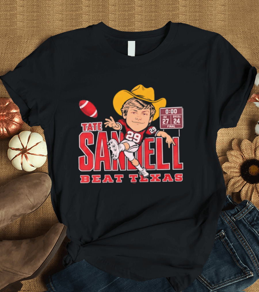Tate Sandell No 29 OU 27 SVXL 24 Beat Texas Football T-Shirt