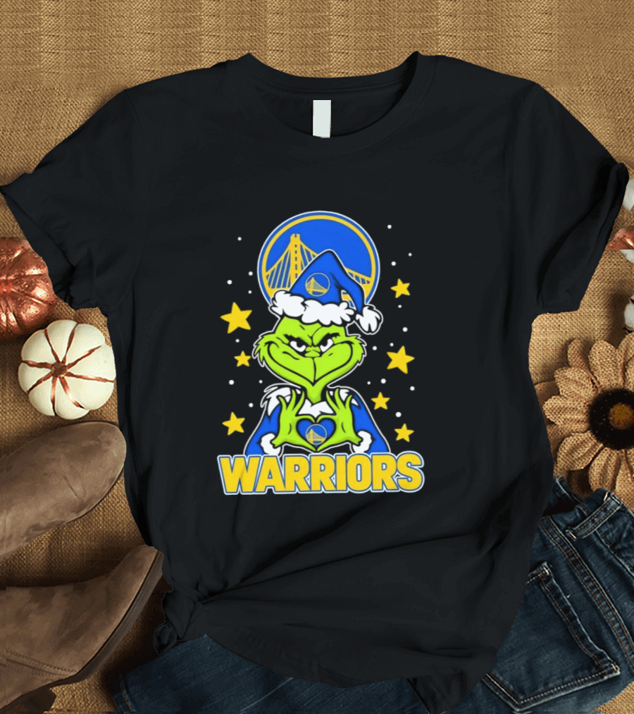 Golden State Warriors Christmas Grinch Snowflakes And Stars T-Shirt
