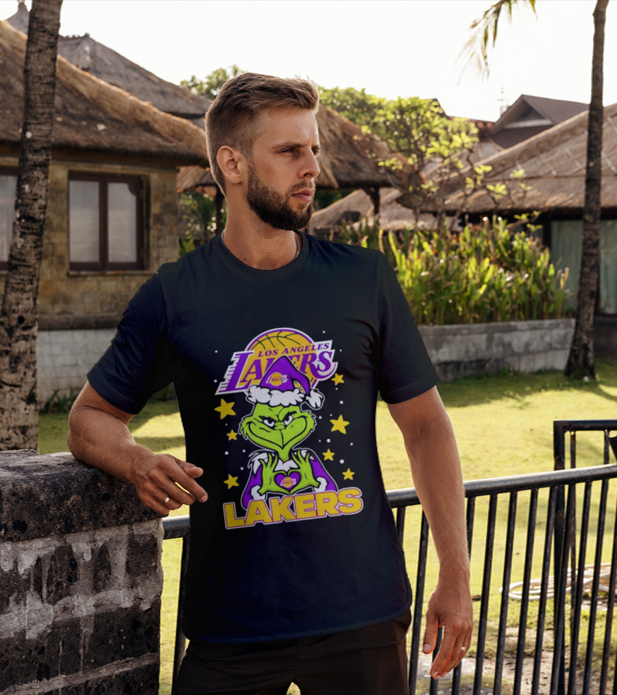 Los Angeles Lakers Christmas Grinch Festive NBA Fan Gear T-Shirt