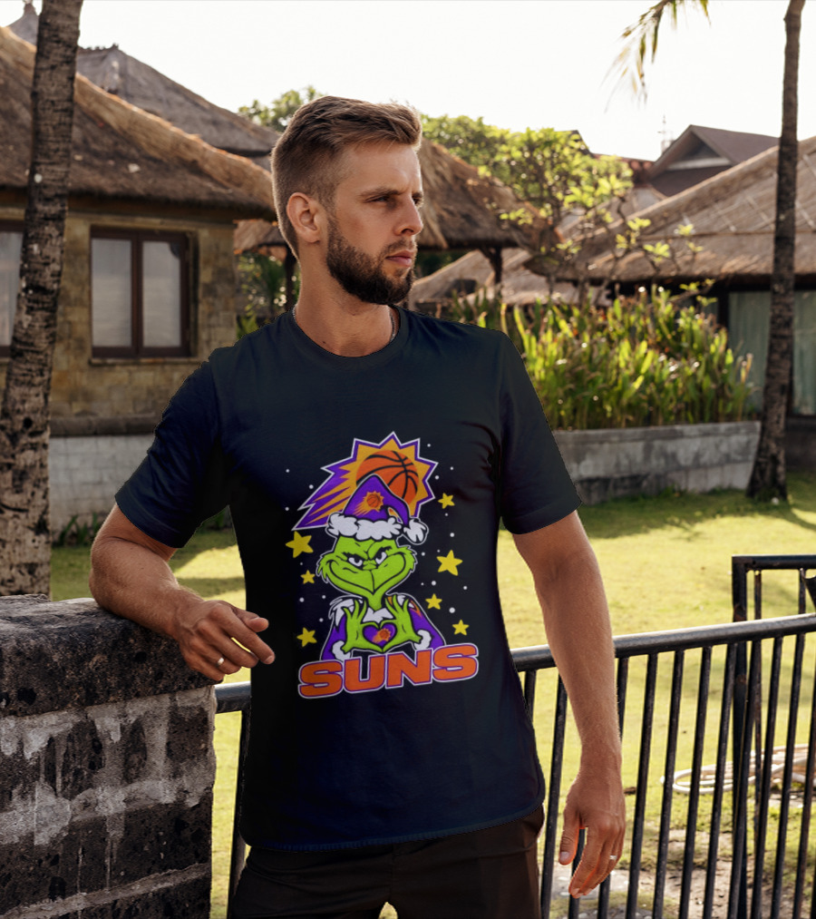 Phoenix Suns Christmas Grinch Holding Heart T-Shirt