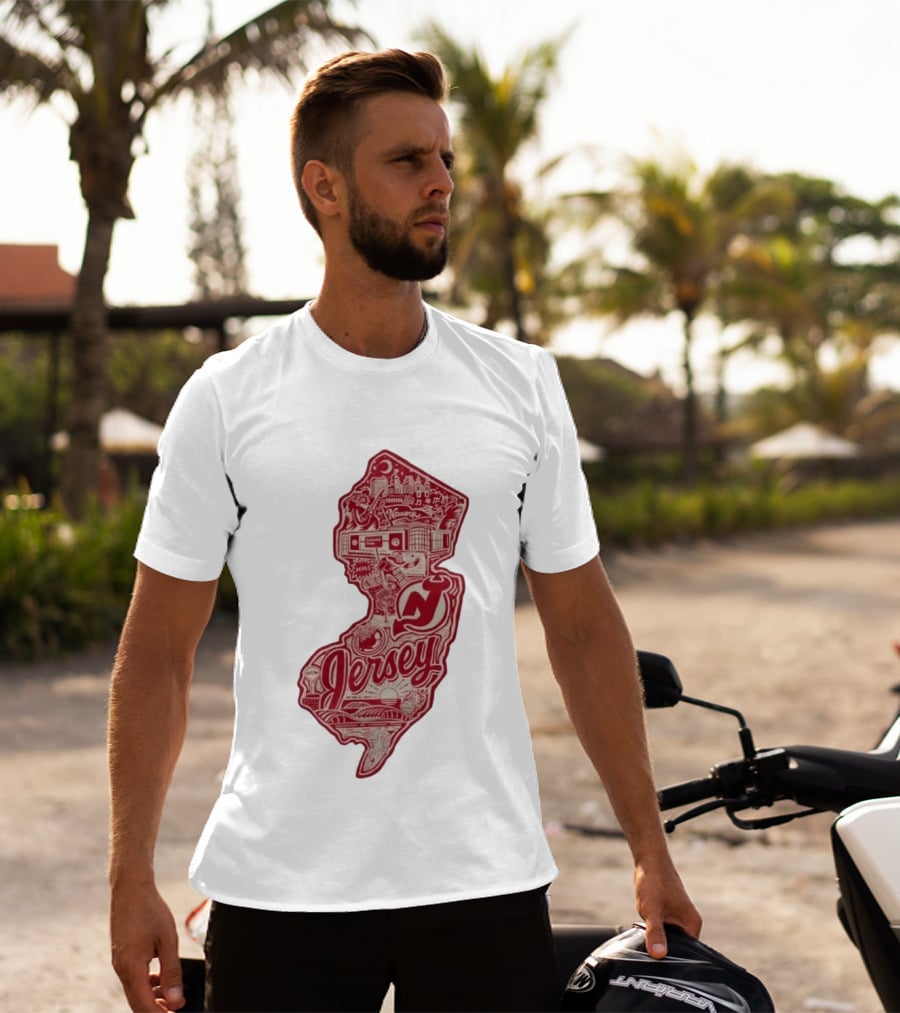 New Jersey Devils Prudential Center Newark Collage Map T-Shirt