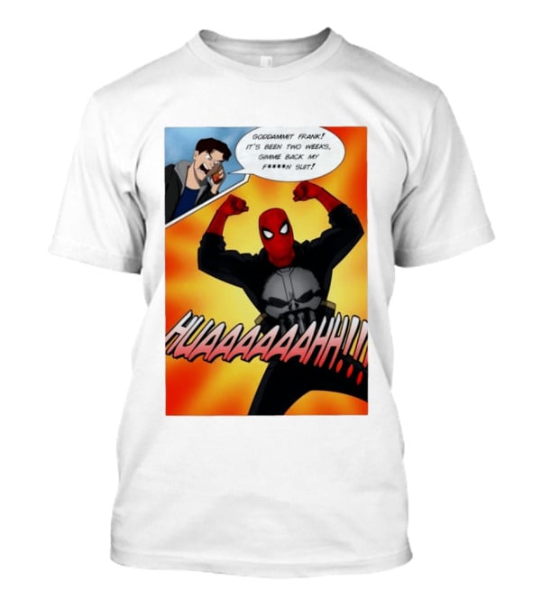 Spider Man And The Punisher Comic Goddammit Frank Huaaahhh Speech Bubble Scene T-Shirt