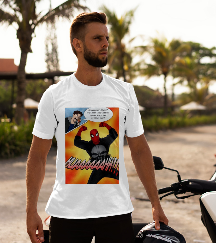 Spider Man And The Punisher Comic Goddammit Frank Huaaahhh Speech Bubble Scene T-Shirt