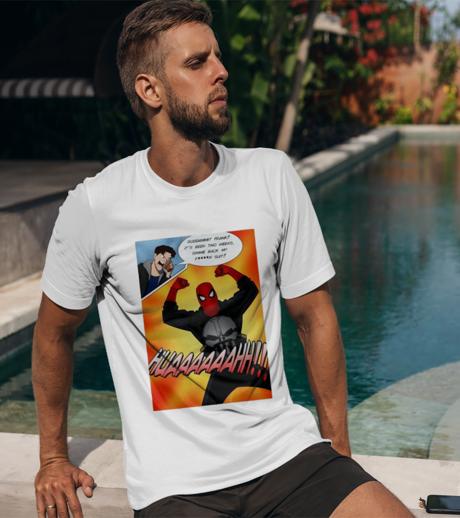 Spider Man And The Punisher Comic Goddammit Frank Huaaahhh Speech Bubble Scene T-Shirt
