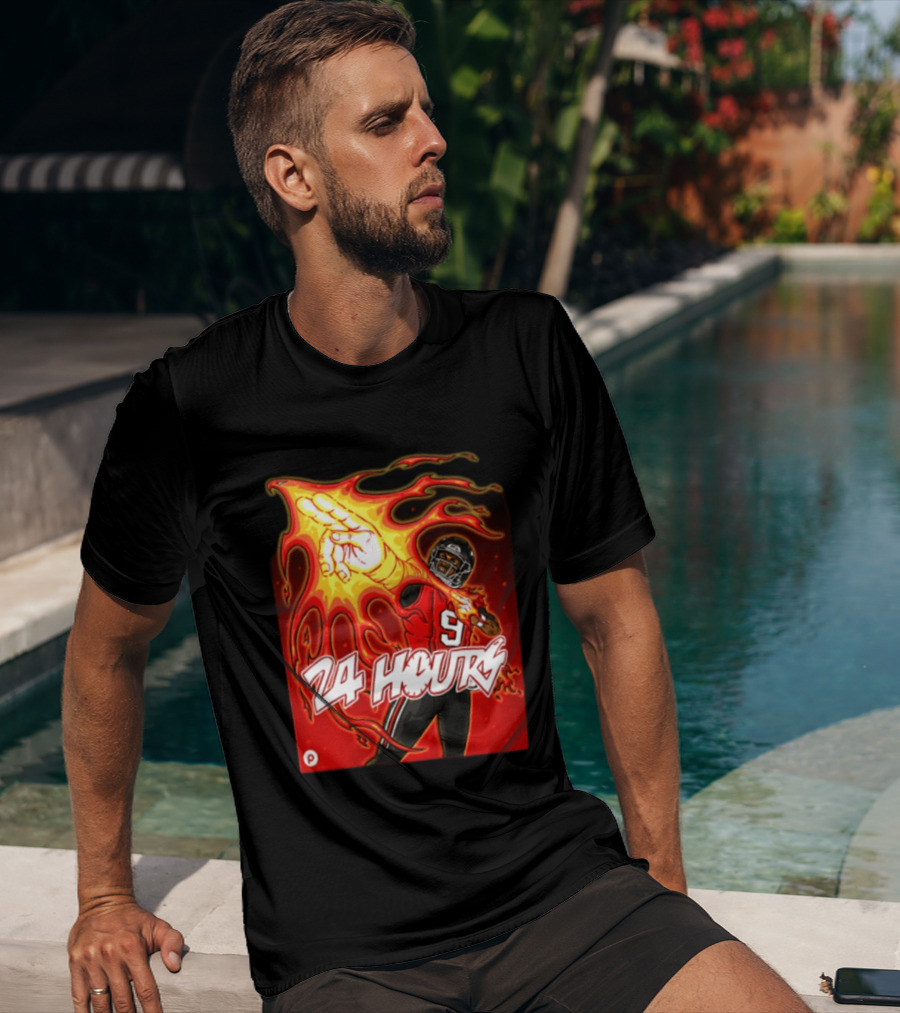 24 Hours Michael Penix Jr Atlanta Falcons NCAA Football 9 Flame T-Shirt