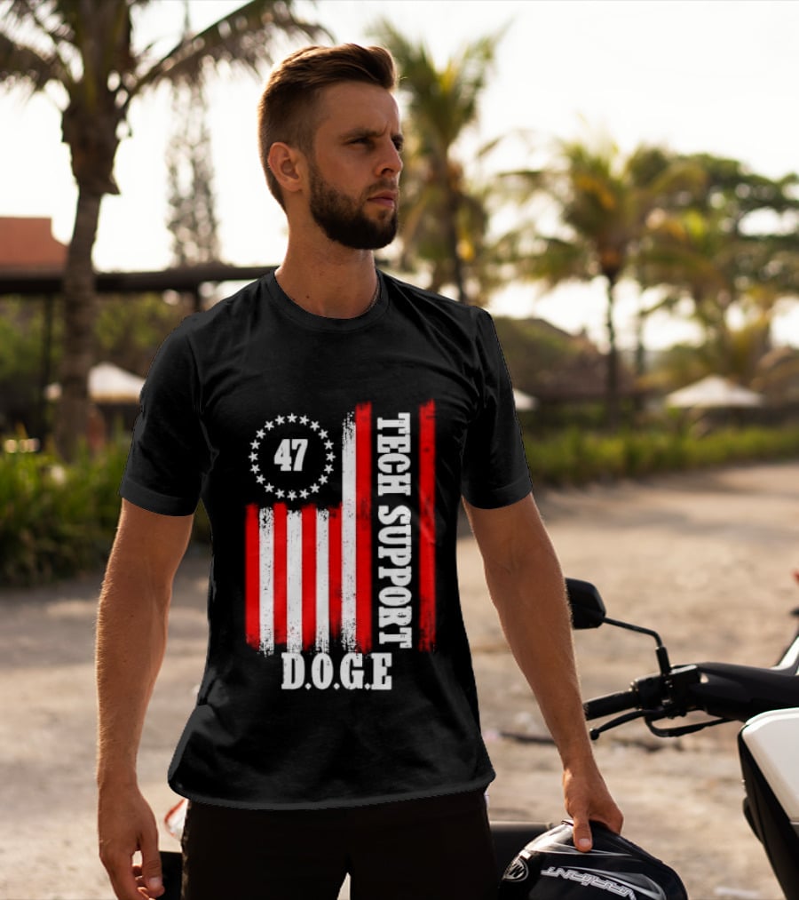 47 D.O.G.E. Tech Support American Flag T-Shirt