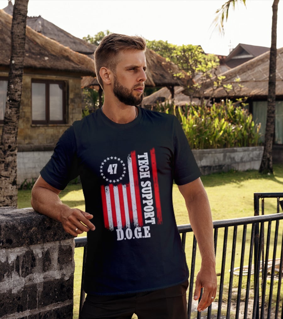 47 D.O.G.E. Tech Support American Flag T-Shirt