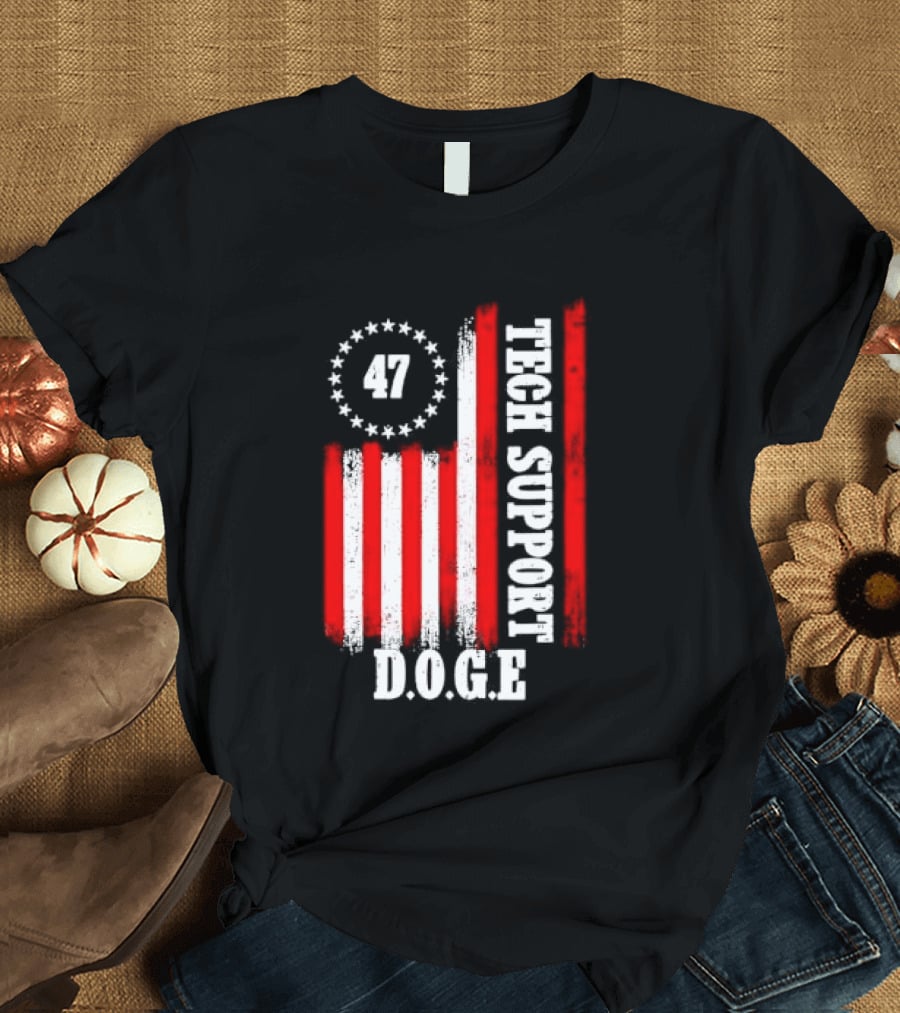 47 D.O.G.E. Tech Support American Flag T-Shirt