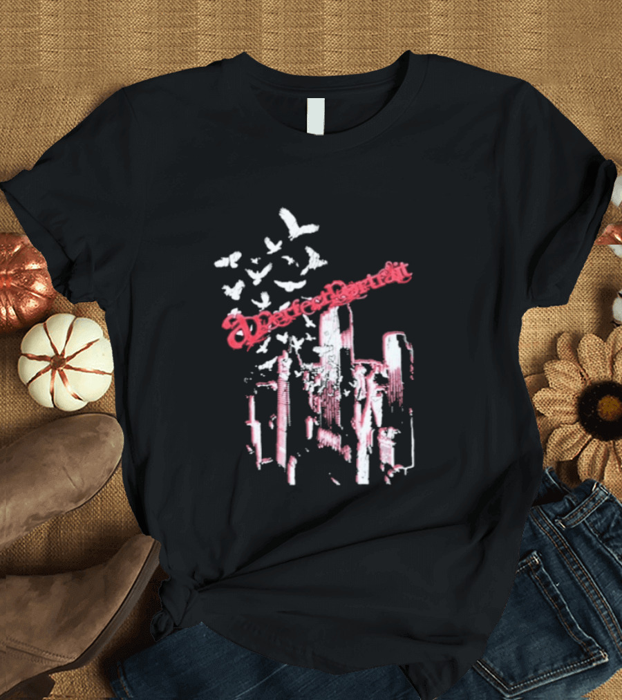 A Perfect Cityside Urban Skyline And Birds T-Shirt