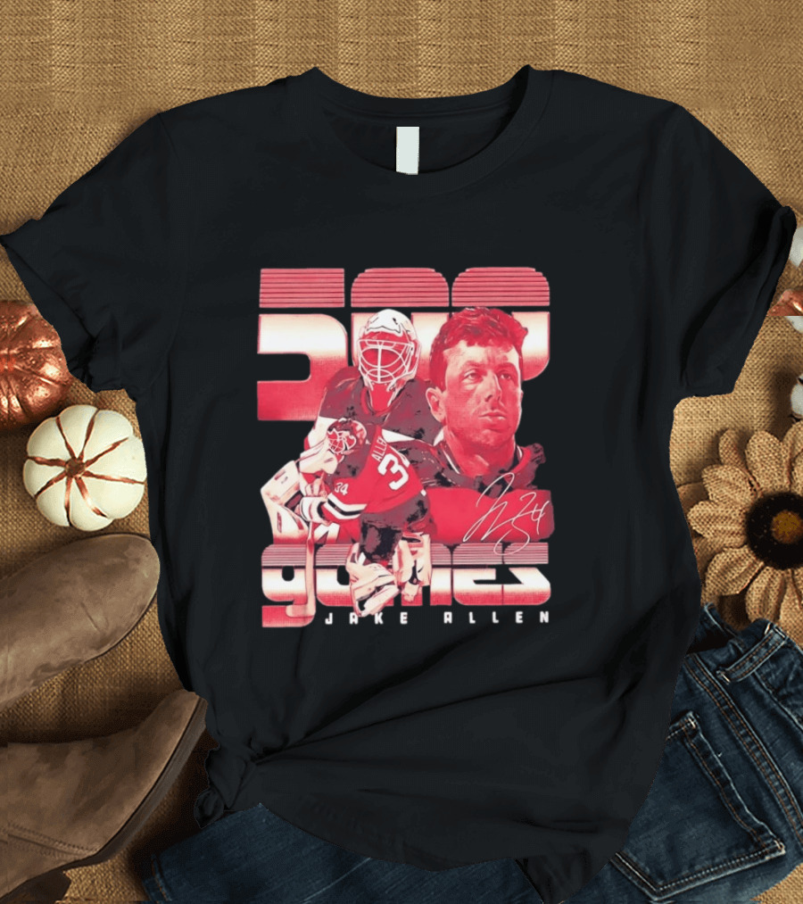 Jake Allen 500 Games New Jersey Devils Hockey 34 T-Shirt