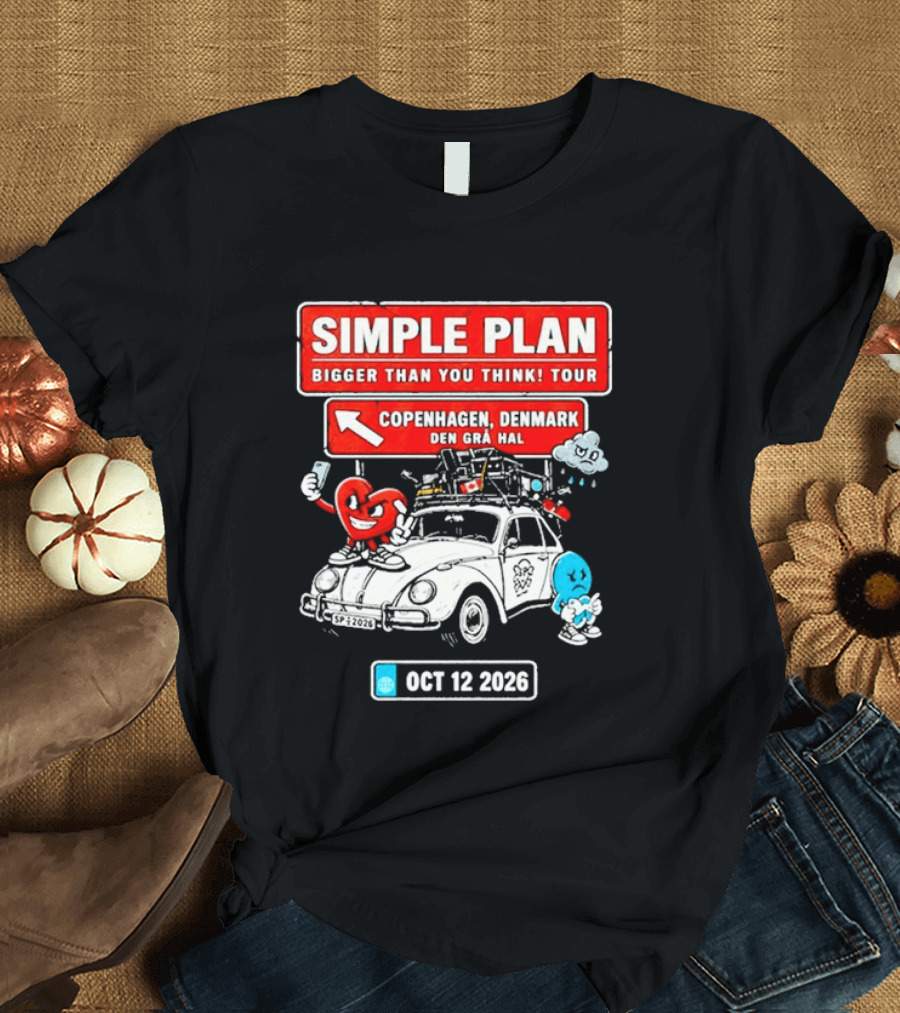 Simple Plan Bigger Than You Think Tour Copenhagen Denmark Oct 12 2026 T-Shirt