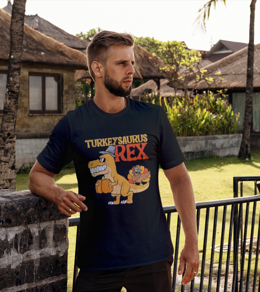 Turkeysaurus Rex Toddler Boys Thanksgiving Dab Turkey Dino 2024 T-Shirt