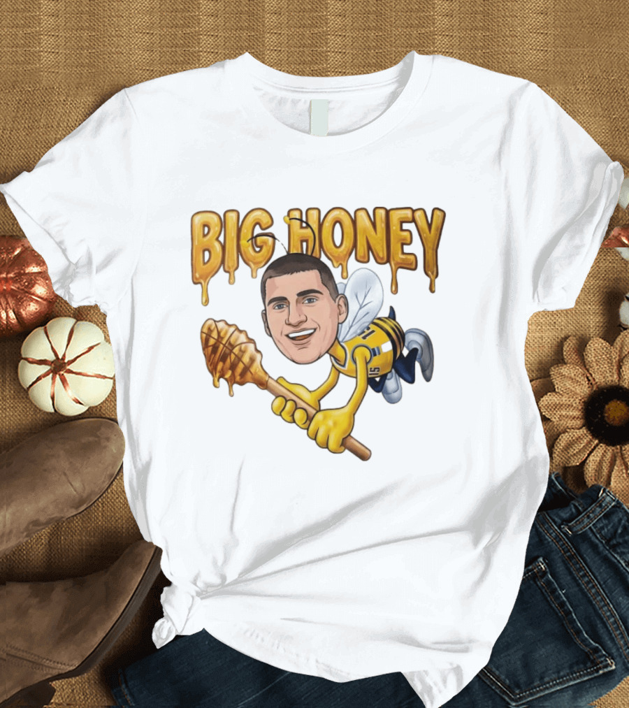 Big Honey 15 Denver Nuggets Nikola Jokic Caricature Drawing Buzzing Basketball Star T-Shirt