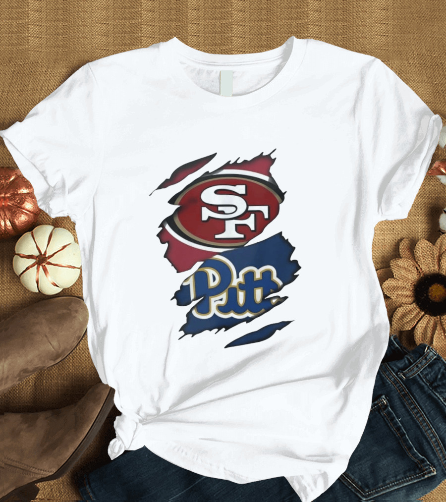San Francisco 49ers SF Pittsburgh Panthers Pitt Distressed T-Shirt