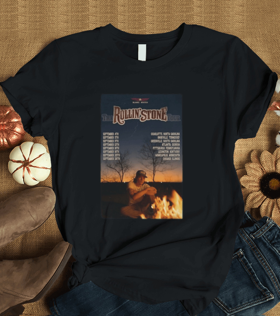 Blake Whiten Rollin' Stone Tour 2025 September Cities Charlotte Nashville Greenville Atlanta Pittsburgh Lexington Minneapolis Chicago T-Shirt