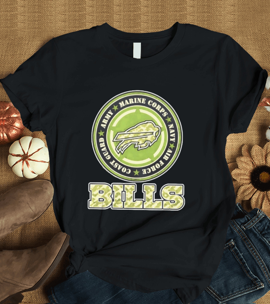 Buffalo Bills Camo Tribute Army Marine Corps Navy Air Force Coast Guard T-Shirt