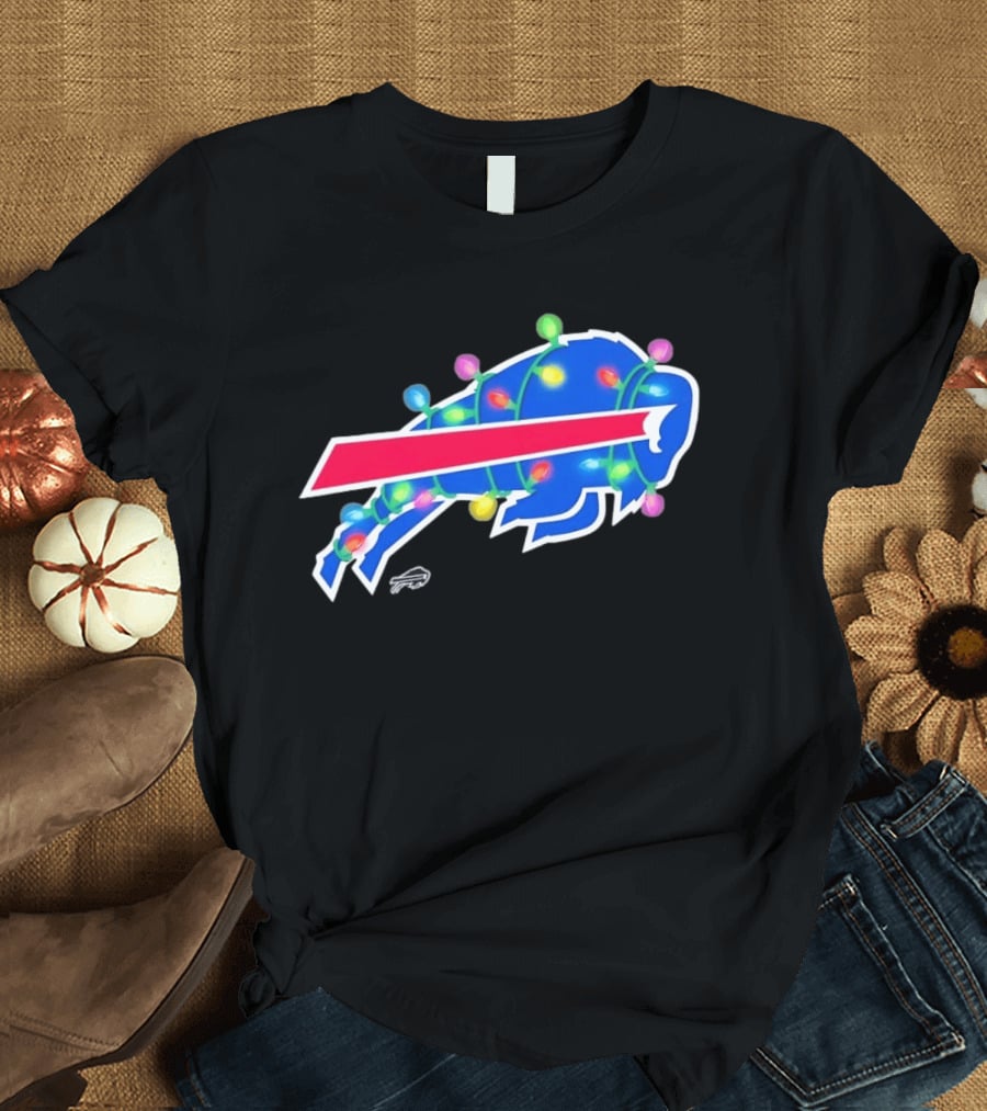 Buffalo Bills Christmas Holiday Lights Football Team Festive Celebration T-Shirt