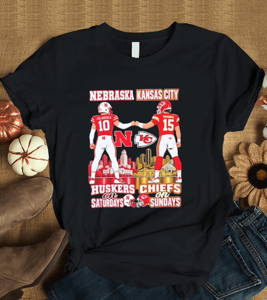 Nebraska Huskers Colandrea Saturdays Kansas City Chiefs Mahomes Sundays T-Shirt