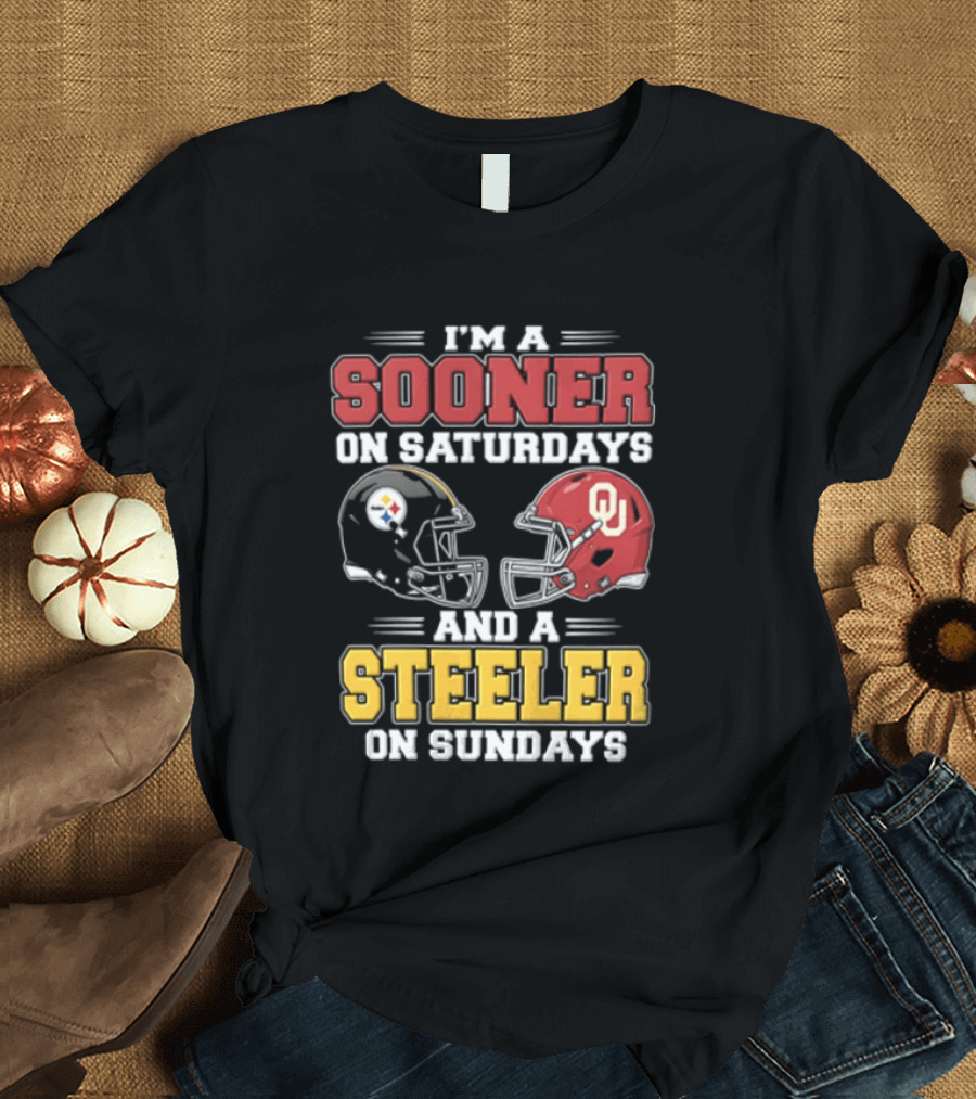 I'm A Sooner On Saturdays And A Steeler On Sundays OU And Pittsburgh Football Fan T-Shirt