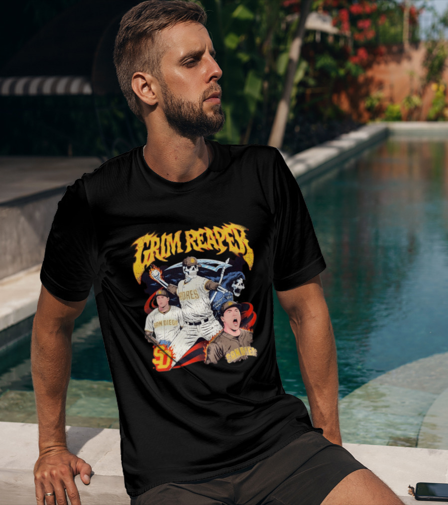 Grim Reaper Padres San Diego Baseball SD T-Shirt