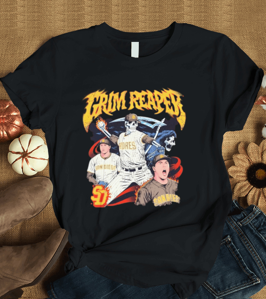 Grim Reaper Padres San Diego Baseball SD T-Shirt