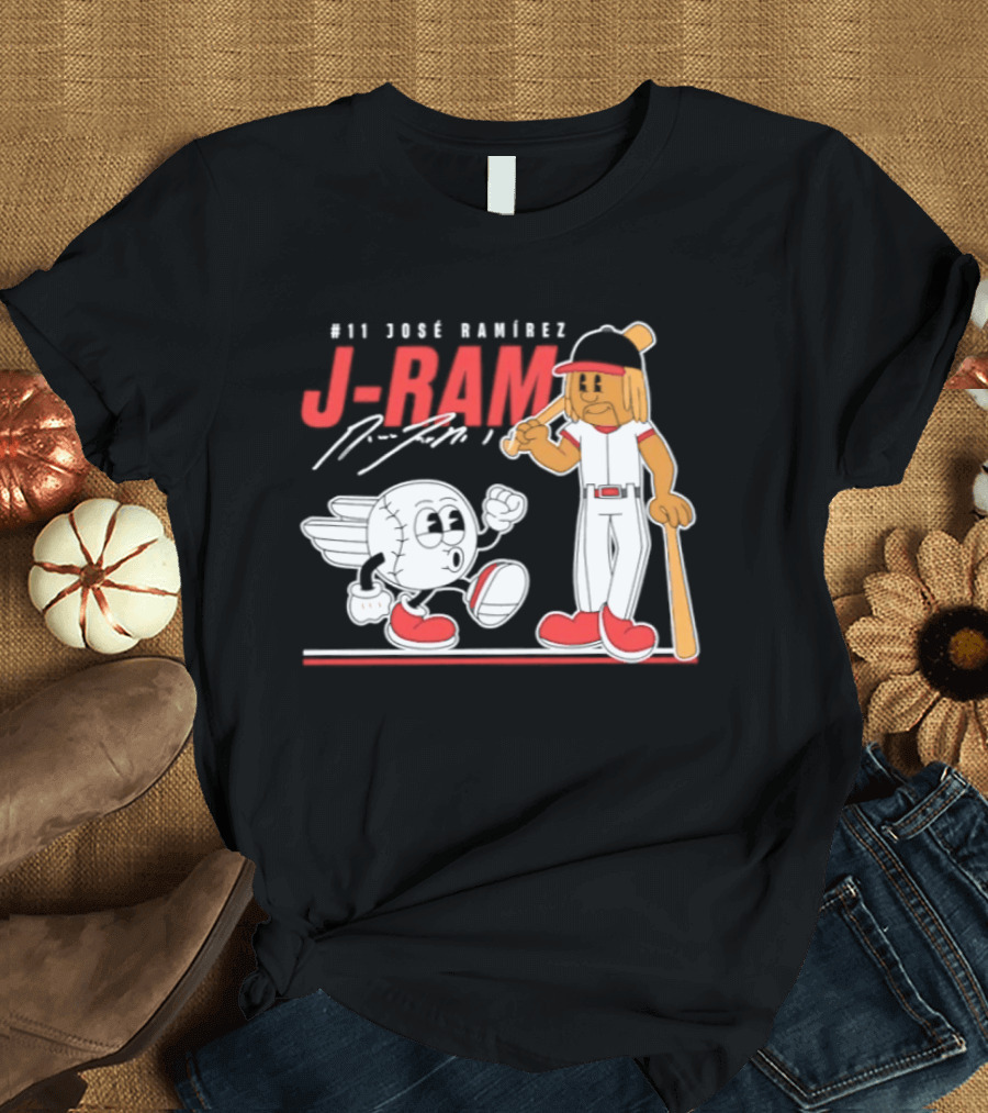 J Ram José Ramírez Number 11 Cleveland Guardians Baseball Cartoon Characters T-Shirt