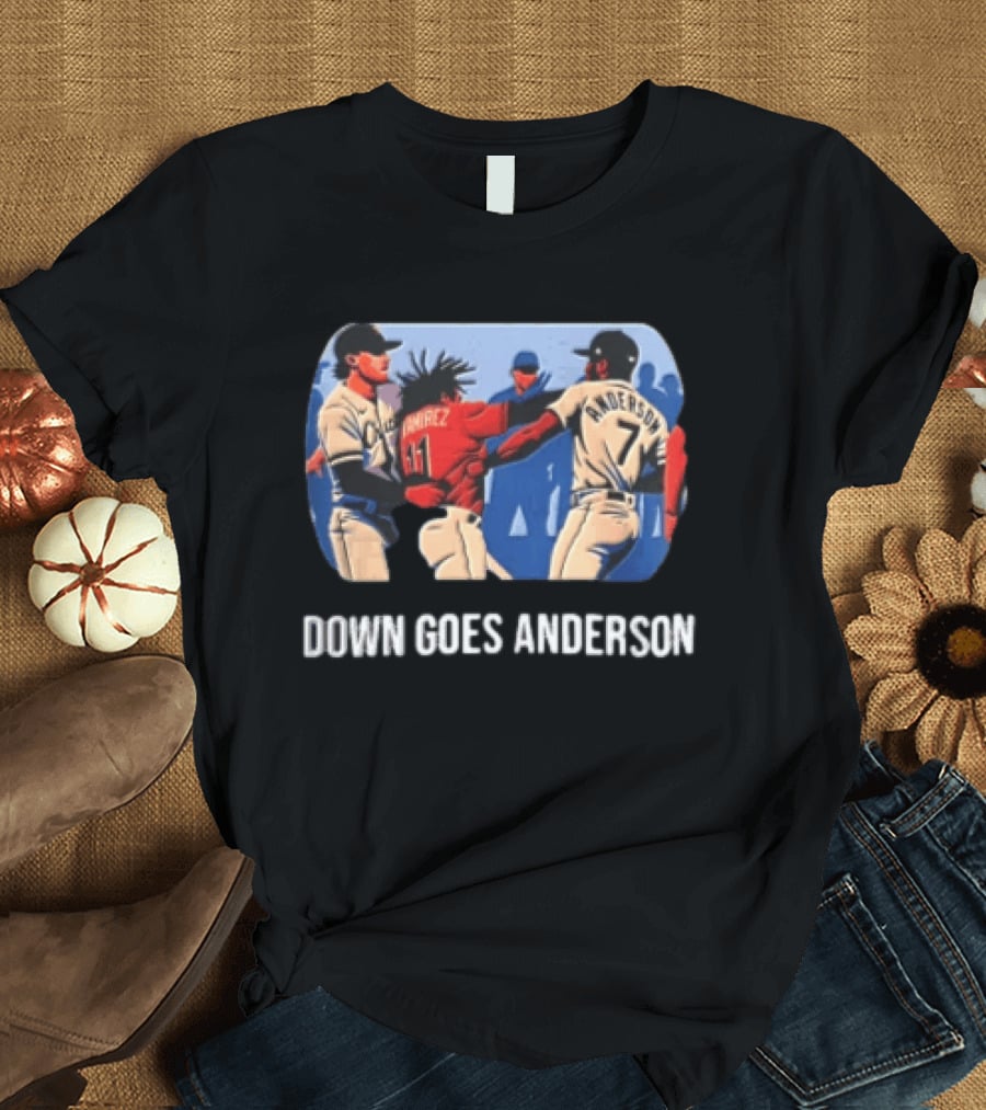 MLB Jose Ramirez Vs Tim Anderson Down Goes Anderson Baseball Fight T-Shirt