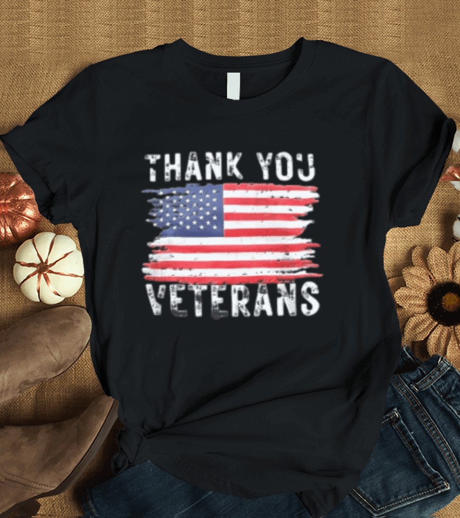 Thank You Veterans American Flag Appreciation T-Shirt